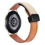 For Samsung Galaxy Watch 6 40 / 44mm Slim Magnetic Buckle 20mm Microfiber Leather Watch Band(Aimaorange+Cream Apricot)