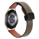 For Samsung Galaxy Watch 4  40 / 44mm Slim Magnetic Buckle 20mm Microfiber Leather Watch Band(Caramel Macchiato)