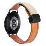 For Samsung Galaxy Watch 4 Classic 42 / 46mm Slim Magnetic Buckle 20mm Microfiber Leather Watch Band(Aimaorange+Cream Apricot)