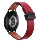 For Samsung Galaxy Watch 4 Classic 42 / 46mm Slim Magnetic Buckle 20mm Microfiber Leather Watch Band(Wine Red)