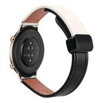 For Huawei Watch GT 2 42mm Slim Magnetic Buckle 20mm Microfiber Leather Watch Band(Black+Apricot)