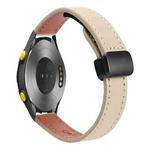 For Huawei Watch 2 Slim Magnetic Buckle 20mm Microfiber Leather Watch Band(Cream Apricot)