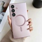 For Samsung Galaxy S25+ 5G Metallic Paint Magsafe Liquid TPU Phone Case(Pink)