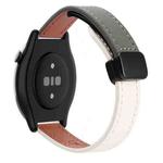 For Amazfit GTR Mini Slim Magnetic Buckle 20mm Microfiber Leather Watch Band(Apricot+Avocado Green)