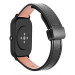 For Amazfit Bip 3 Pro Slim Magnetic Buckle 20mm Microfiber Leather Watch Band(Black)