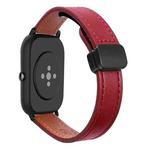 For Amazfit GTS4 Mini Slim Magnetic Buckle 20mm Microfiber Leather Watch Band(Wine Red)