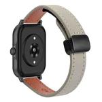 For Amazfit GTS 3 Slim Magnetic Buckle 20mm Microfiber Leather Watch Band(Calf Elephant Gray)