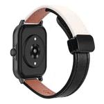 For Amazfit GTS 3 Slim Magnetic Buckle 20mm Microfiber Leather Watch Band(Black-Apricot)