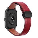 For Amazfit GTS 2e Slim Magnetic Buckle 20mm Microfiber Leather Watch Band(Wine Red)