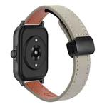 For Amazfit GTS 2e Slim Magnetic Buckle 20mm Microfiber Leather Watch Band(Calf Elephant Gray)