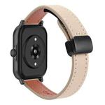 For Amazfit GTS 2e Slim Magnetic Buckle 20mm Microfiber Leather Watch Band(Cream Apricot)