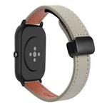 For Amazfit GTS 2 Mini Slim Magnetic Buckle 20mm Microfiber Leather Watch Band(Calf Elephant Gray)