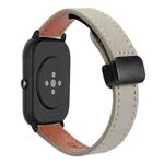 For Amazfit Pop Slim Magnetic Buckle 20mm Microfiber Leather Watch Band(Calf Elephant Gray)