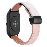 For Amazfit GTS Slim Magnetic Buckle 20mm Microfiber Leather Watch Band(Pink+Apricot)