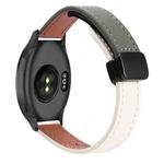 For Garmin Forerunner 165 Slim Magnetic Buckle 20mm Microfiber Leather Watch Band(Apricot+Avocado Green)