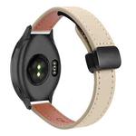 For Garmin Forerunner 165 Music Slim Magnetic Buckle 20mm Microfiber Leather Watch Band(Cream Apricot)