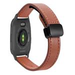 For Garmin Venu SQ2 Slim Magnetic Buckle 20mm Microfiber Leather Watch Band(Mocha Brown)