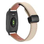 For Garmin Venu SQ2 Slim Magnetic Buckle 20mm Microfiber Leather Watch Band(Cream Apricot)