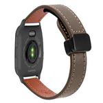 For Garmin Venu SQ Slim Magnetic Buckle 20mm Microfiber Leather Watch Band(Caramel Macchiato)