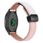 For Garmin Vivoactive 3 Music Slim Magnetic Buckle 20mm Microfiber Leather Watch Band(Pink+Apricot)