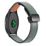 For Garmin Vivoactive 3 Music Slim Magnetic Buckle 20mm Microfiber Leather Watch Band(Avocado Green)