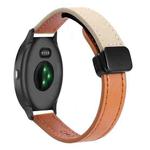 For Garmin Vivoactive 3 Slim Magnetic Buckle 20mm Microfiber Leather Watch Band(Aimaorange+Cream Apricot)