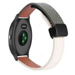 For Garmin Vivoactive 3 Slim Magnetic Buckle 20mm Microfiber Leather Watch Band(Apricot+Avocado Green)