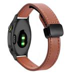 For Garmin Forerunner 55 Slim Magnetic Buckle 20mm Microfiber Leather Watch Band(Mocha Brown)