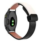 For Garmin Forerunner 55 Slim Magnetic Buckle 20mm Microfiber Leather Watch Band(Black+Apricot)