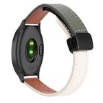 For Garmin Forerunner 158 Slim Magnetic Buckle 20mm Microfiber Leather Watch Band(Apricot+Avocado Green)