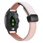 For Garmin Forerunner 245 Music Slim Magnetic Buckle 20mm Microfiber Leather Watch Band(Pink+Apricot)