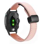 For Garmin Forerunner 245 Music Slim Magnetic Buckle 20mm Microfiber Leather Watch Band(Sakura Pink)