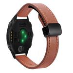 For Garmin Forerunner 645 Slim Magnetic Buckle 20mm Microfiber Leather Watch Band(Mocha Brown)