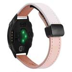 For Garmin Forerunner 645 Slim Magnetic Buckle 20mm Microfiber Leather Watch Band(Pink+Apricot)