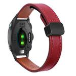 For Garmin Forerunner 245 Slim Magnetic Buckle 20mm Microfiber Leather Watch Band(Wine Red)