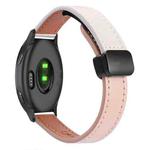 For Garmin Venu Slim Magnetic Buckle 20mm Microfiber Leather Watch Band(Pink+Apricot)