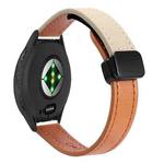 For Garmin Venu 3S 18mm Slim Magnetic Buckle Microfiber Leather Watch Band(Aimaorange+Cream Apricot)