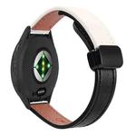 For Garmin Venu 3S 18mm Slim Magnetic Buckle Microfiber Leather Watch Band(Black+Apricot)