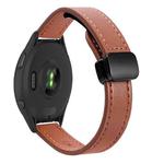 For Garmin Forerunner 265S 18mm Slim Magnetic Buckle Microfiber Leather Watch Band(Mocha Brown)