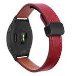 For Garmin Forerunner 265S 18mm Slim Magnetic Buckle Microfiber Leather Watch Band(Wine Red)