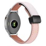 For Garmin Forerunner 255S 18mm Slim Magnetic Buckle Microfiber Leather Watch Band(Pink+Apricot)