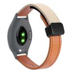 For Garmin Move 3S 18mm Slim Magnetic Buckle Microfiber Leather Watch Band(Aimaorange+Cream Apricot)