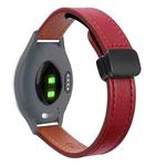 For Garmin Move 3S 18mm Slim Magnetic Buckle Microfiber Leather Watch Band(Wine Red)