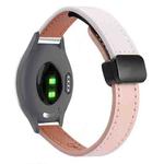 For Garmin Move 3S 18mm Slim Magnetic Buckle Microfiber Leather Watch Band(Pink+Apricot)