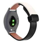 For Garmin Move 3S 18mm Slim Magnetic Buckle Microfiber Leather Watch Band(Black+Apricot)