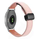 For Garmin Venu 2S 18mm Slim Magnetic Buckle Microfiber Leather Watch Band(Sakura Pink)