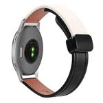 For Garmin Venu 2S 18mm Slim Magnetic Buckle Microfiber Leather Watch Band(Black+Apricot)