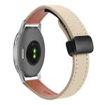 For Garmin Venu 2S 18mm Slim Magnetic Buckle Microfiber Leather Watch Band(Cream Apricot)