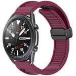 For Samsung Galaxy Watch 3 45mm Window Blind Magnetic Buckle 22mm Silicone Watch Band(Wine Red)