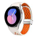 For Samsung Galaxy Watch 5 40 / 44mm Two Color Magnetic Folding Silver Buckle Silicone Watch Band(Starlight Orange)